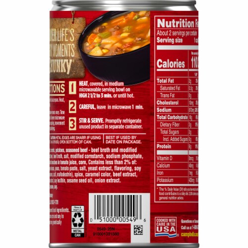 Campbell's® Chunky® Old Fashioned Vegetable Beef Soup Perspective: top