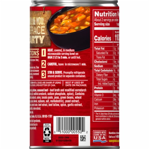 Campbell’s® Chunky® Soup Beef Soup with Country Vegetables Perspective: top