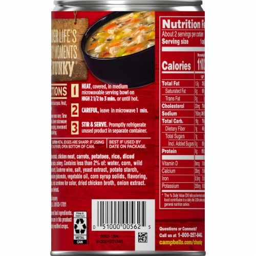 Campbell's® Chunky Savory Chicken With White & Wild Rice Soup Perspective: top