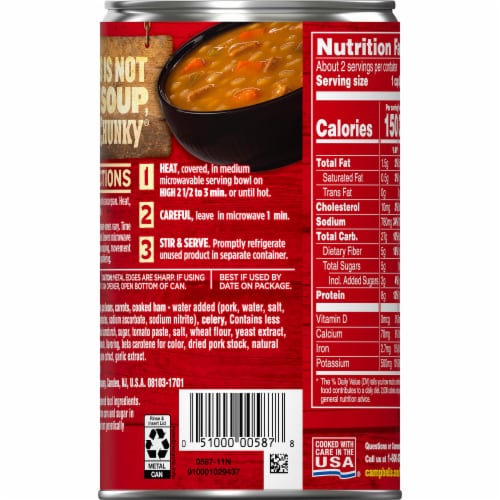 Campbell’s® Chunky Soup Hearty Bean Soup With Ham Perspective: top