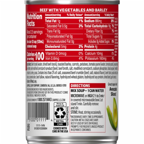 Campbell's® Condensed Beef with Vegetables & Barley Soup Perspective: top