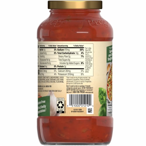 Prego Chunky Garden Mushroom & Green Pepper Italian Pasta Sauce Perspective: top