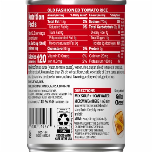 Campbell's® Condensed Old Fashioned Tomato Rice Soup Perspective: top