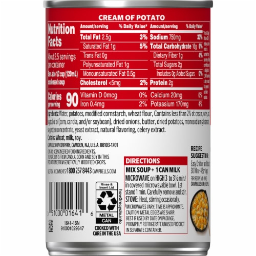 Campbell's® Condensed Cream of Potato Soup Perspective: top