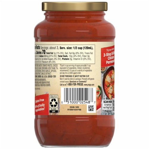 Prego Traditional Pasta Sauce Perspective: top