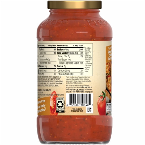 Prego® Pasta Sauce Italian Tomato Sauce with Roasted Garlic & Parmesan Cheese Jar Perspective: top