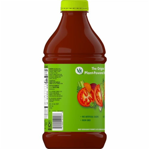 V8® Low Sodium Original 100% Vegetable Juice Bottle Perspective: top