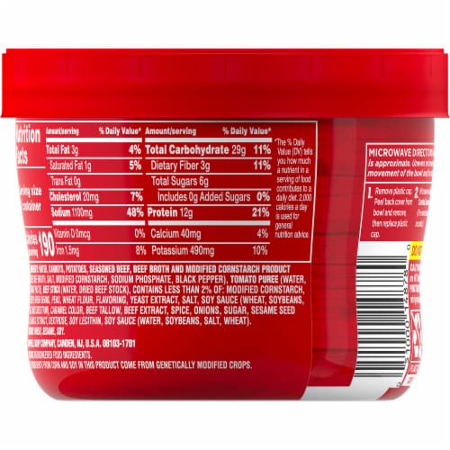 Campbell's® Chunky® Beef with Country Vegetables Soup Microwavable Bowl Perspective: top