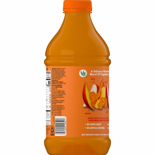 V8® Peach Mango 100% Fruit and Vegetable Juice Bottle Perspective: top