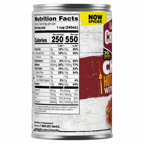 Campbell's® Chunky™ Chili Hot & Spicy Beef & Bean Chili Perspective: top