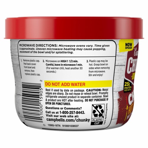 Campbell's® Chunky™ Hot & Spicy Chili with Beans Microwavable Bowl Perspective: top