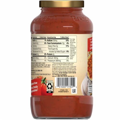 Prego® Traditional Lower Sodium Pasta Sauce Perspective: top