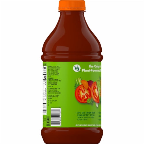 V8® Spicy Hot Low Sodium Vegetable Juice Bottle Perspective: top