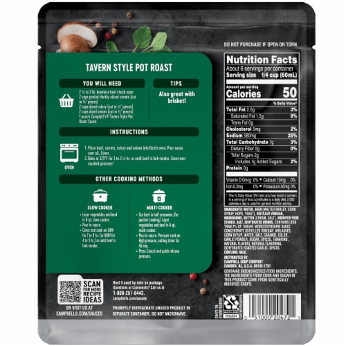 Campbell's® Cooking Sauces Tavern Style Pot Roast Pouch Perspective: top