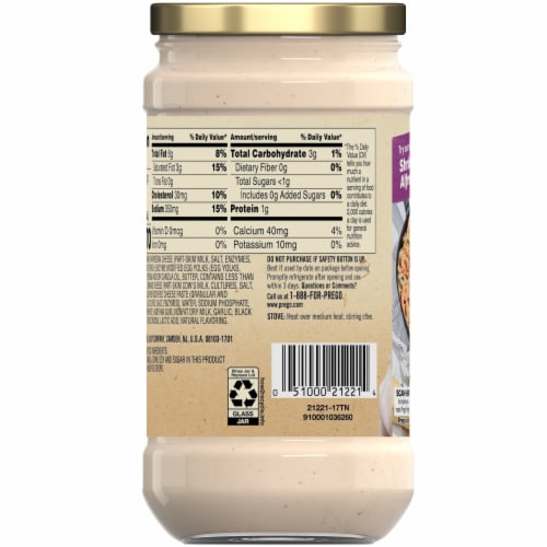 Prego Alfredo Pasta Sauce with Roasted Garlic and Parmesan Cheese Perspective: top
