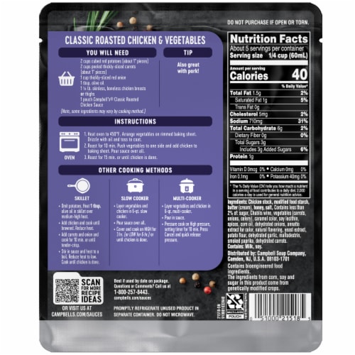 Campbell's® Cooking Sauces Classic Roasted Chicken Sauce Perspective: top