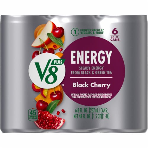 V8 +ENERGY Black Cherry Energy Drink Perspective: top