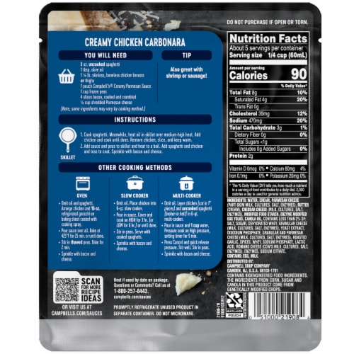 Campbell's® Cooking Sauces Creamy Parmesan Sauce Perspective: top