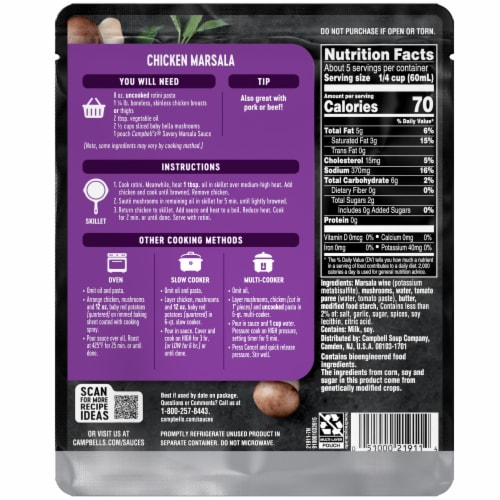 Campbell's® Cooking Sauces Savory Marsala Sauce Perspective: top