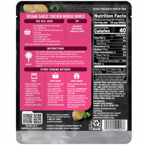 Campbell's Sesame Chicken Skillet Sauce Perspective: top