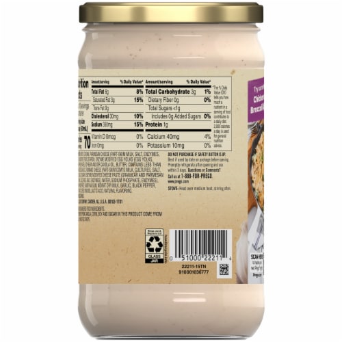 Prego® Alfredo Sauce with Roasted Garlic and Parmesan Cheese Perspective: top