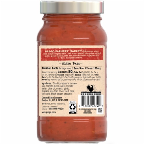 Prego® Farmers' Market Classic Marinara Pasta Sauce Perspective: top