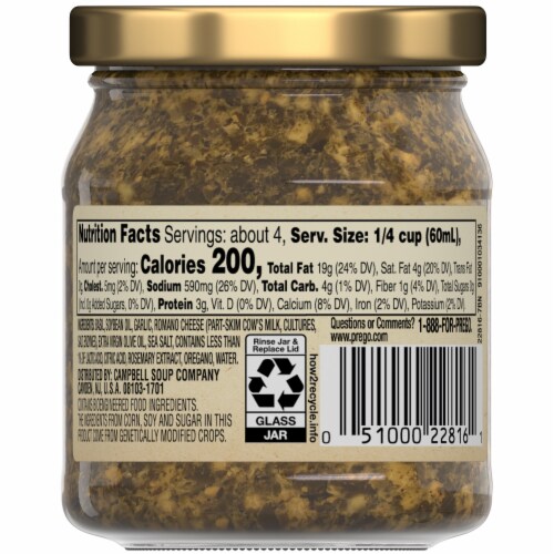 Prego® Basil Pesto Sauce Perspective: top