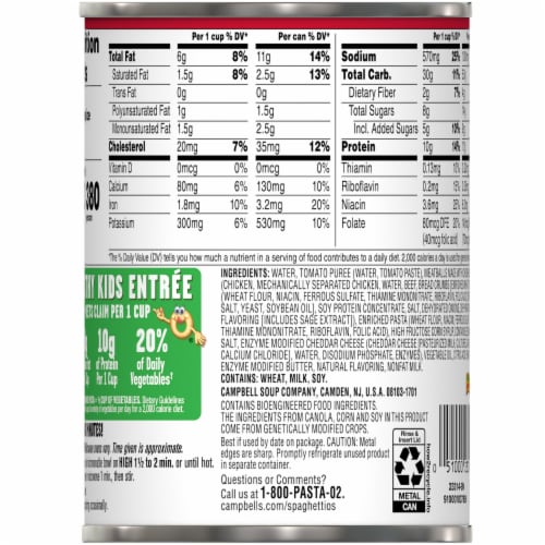SpaghettiOs® Canned Pasta with Meatballs Perspective: top