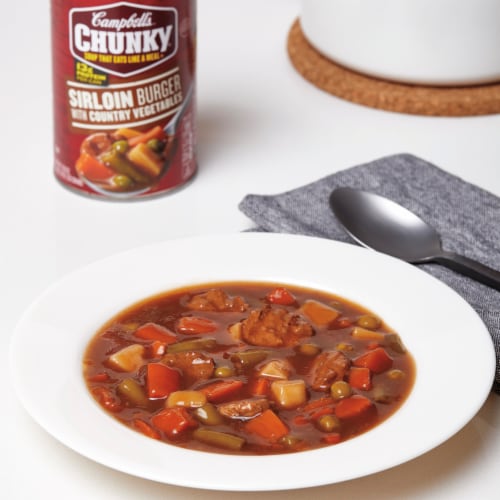 Campbell’s® Chunky® Soup Sirloin Burger With Country Vegetable Beef Soup Perspective: top