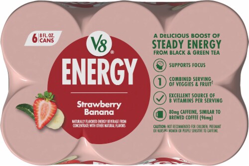 V8® Energy Strawberry Banana Plant-Based Energy Drink Cans Perspective: top
