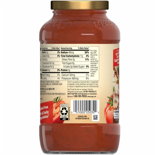 Prego Traditional Sensitive Recipe Low FODMAP Pasta Sauce Perspective: top