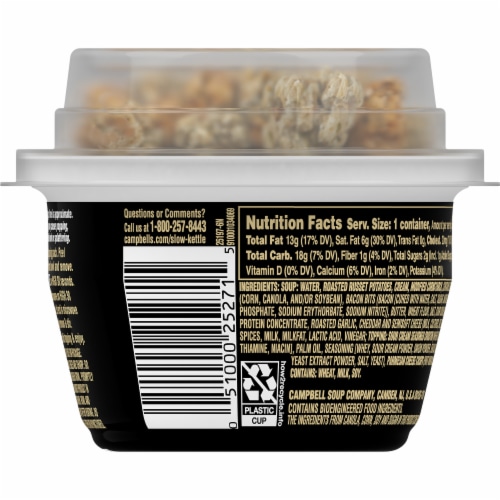 Campbell's Slow Kettle Style Loaded Potato Soup With A Crunch Microwavable Cup Perspective: top
