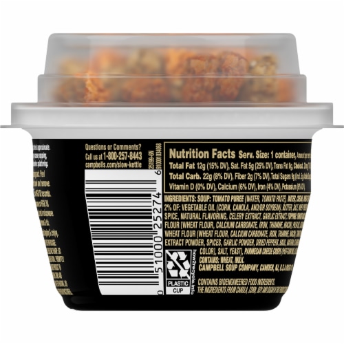 Campbell's Slow Kettle Style Creamy Tomato Soup With A Crunch Microwavable Cup Perspective: top