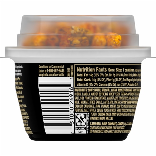 Campbell's® Slow Kettle Style Broccoli Cheddar Soup With A Crunch Microwavable Cup Perspective: top
