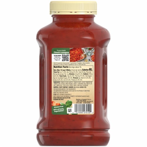 Prego Chunky Tomato with Garlic and Onion Pasta Sauce Perspective: top