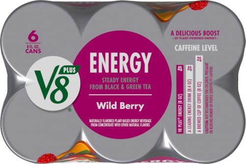 V8+® Wild Berry Energy Drink Multipack Cans Perspective: top
