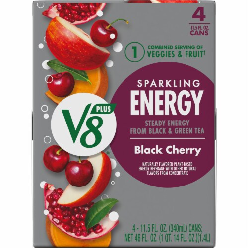 V8 Plus™ Energy Black Cherry Sparkling Energy Drink Perspective: top