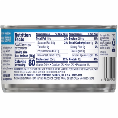 Swanson® 35% Less Sodium White Premium Chunk Canned Chicken Breast in Water Perspective: top