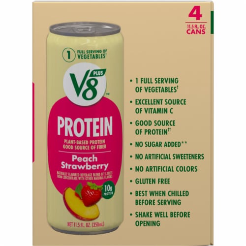 V8™ +Protein Peach Strawberry Plant-Based Protein Drink Perspective: top