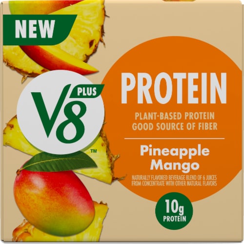V8™ +Protein Pineapple Mango Plant-Based Protein Drink Perspective: top