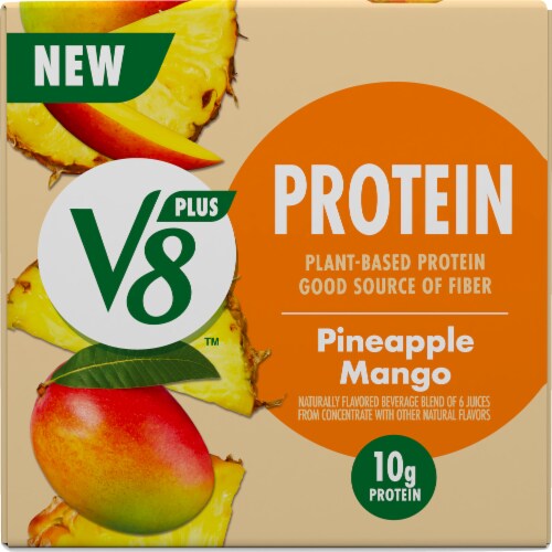 V8™ +Protein Pineapple Mango Plant-Based Protein Drink Perspective: top