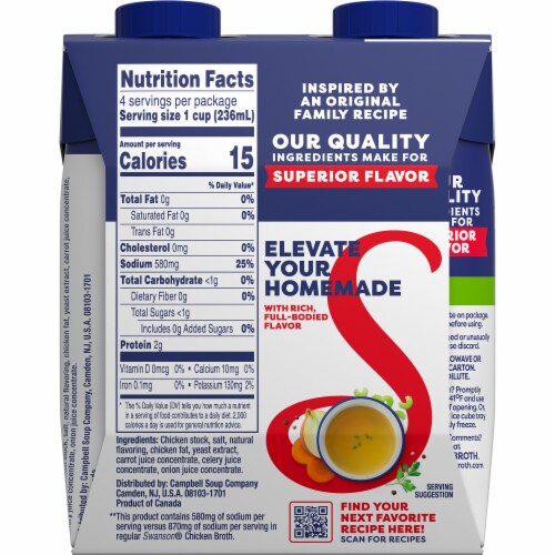 Swanson Natural Goodness 33% Less Sodium Chicken Broth Quick Cups Perspective: top