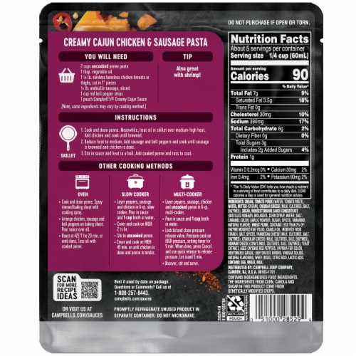 Campbell's® Creamy Cajun Sauce Cooking Sauce Perspective: top