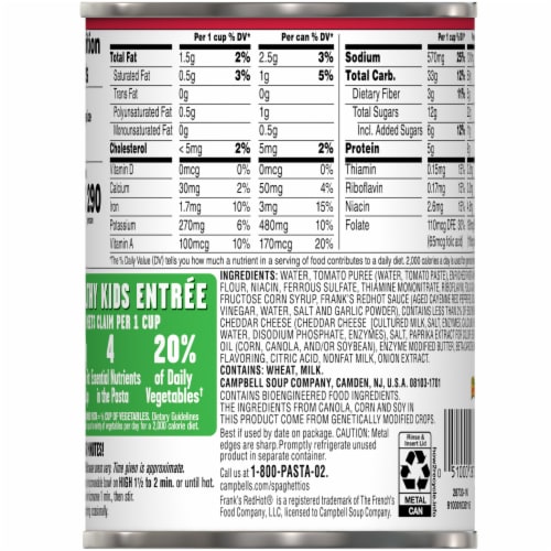 Campbell's® Spaghettios® Frank’s Red Hot Spicy Original Perspective: top