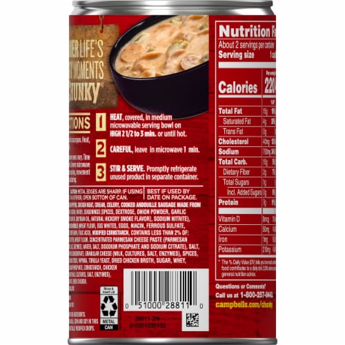 Campbell's® Chunky® Creamy Chicken Cajun Style Alfredo With Andouille Sausage Soup Can Perspective: top
