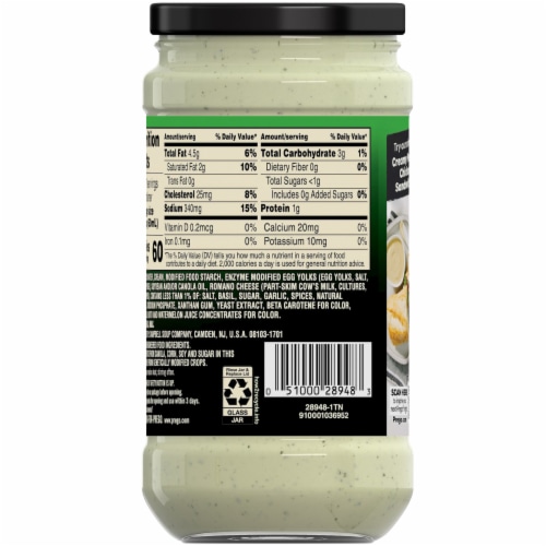 Prego Creamy Basil Pesto Pasta Sauce Perspective: top
