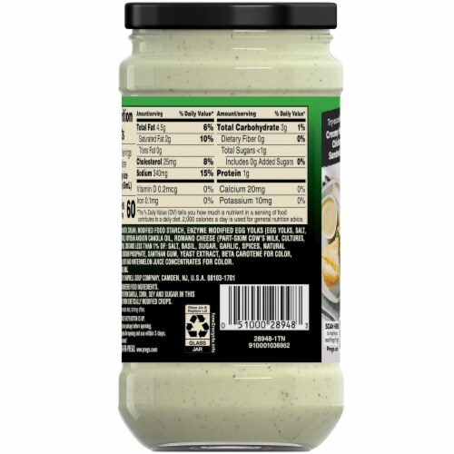 Prego Creamy Basil Pesto Pasta Sauce Perspective: top