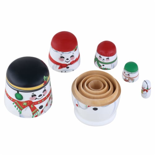 Wooden Nesting Snowman 5 piece Perspective: top