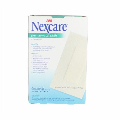 3M Adhesive Gauze Pad Hypoallergenic 2-3/8 x4  3-Ply 5/PK H3564 Perspective: top