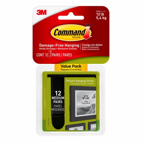 Command™ Medium Damage-Free Picture Hanging Strips - Black Perspective: top